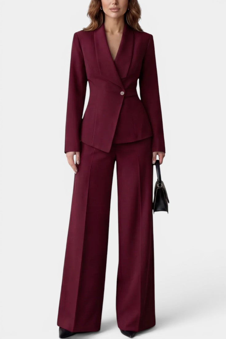 Lauréline - Conjunto Blazer Entallado y Pantalón Ancho