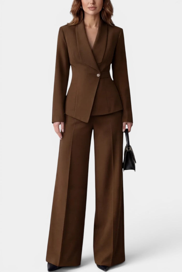 Lauréline - Conjunto Blazer Entallado y Pantalón Ancho