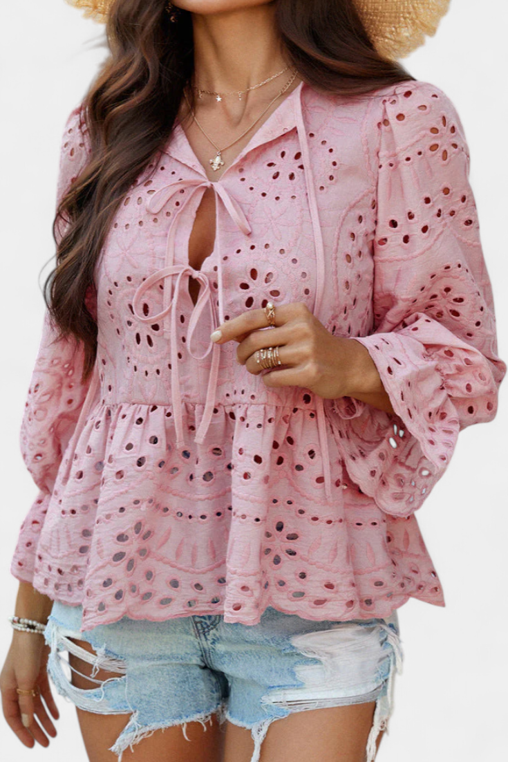 Kayden - Top Boho de Encaje con Corte Amplio