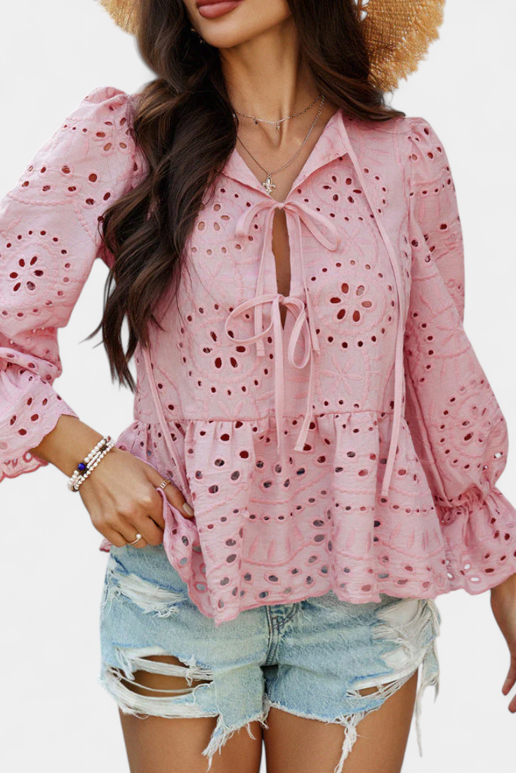 Kayden - Top Boho de Encaje con Corte Amplio