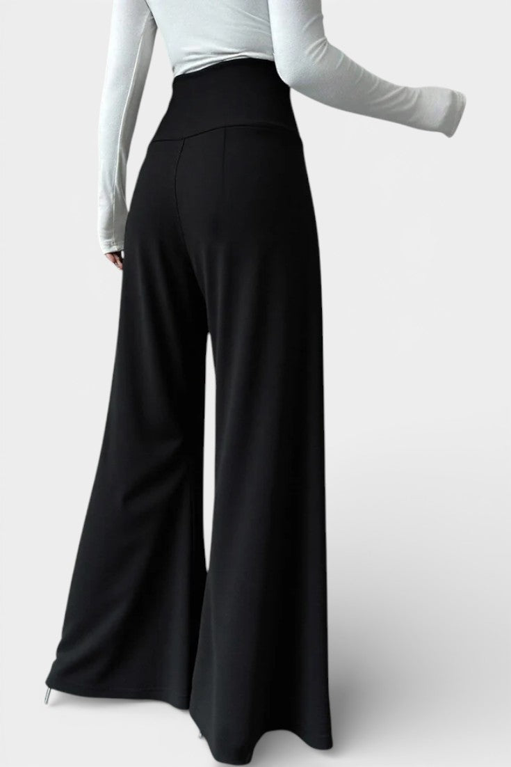 Pantalón Palazzo de Cintura Alta con Botones Decorativos