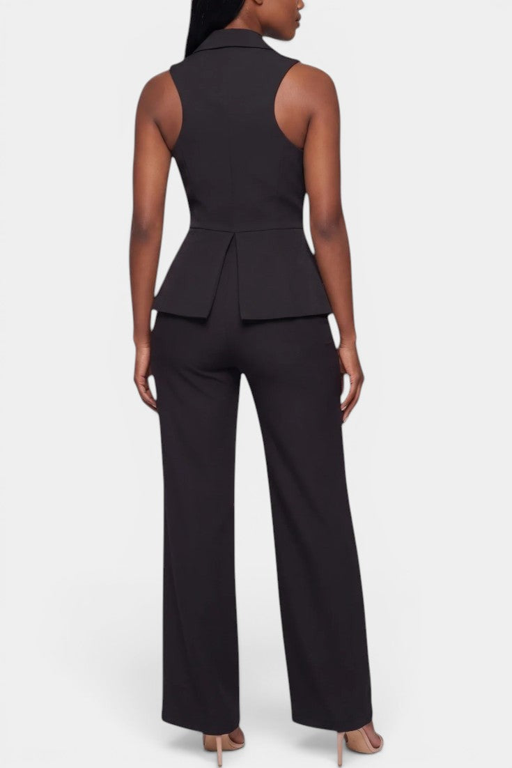 Bathilde - Conjunto Tailleur Chaleco Cruzado y Pantalón Ancho