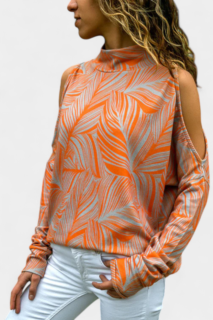 Alana - Blusa con Hombros Descubiertos y Cuello Alto