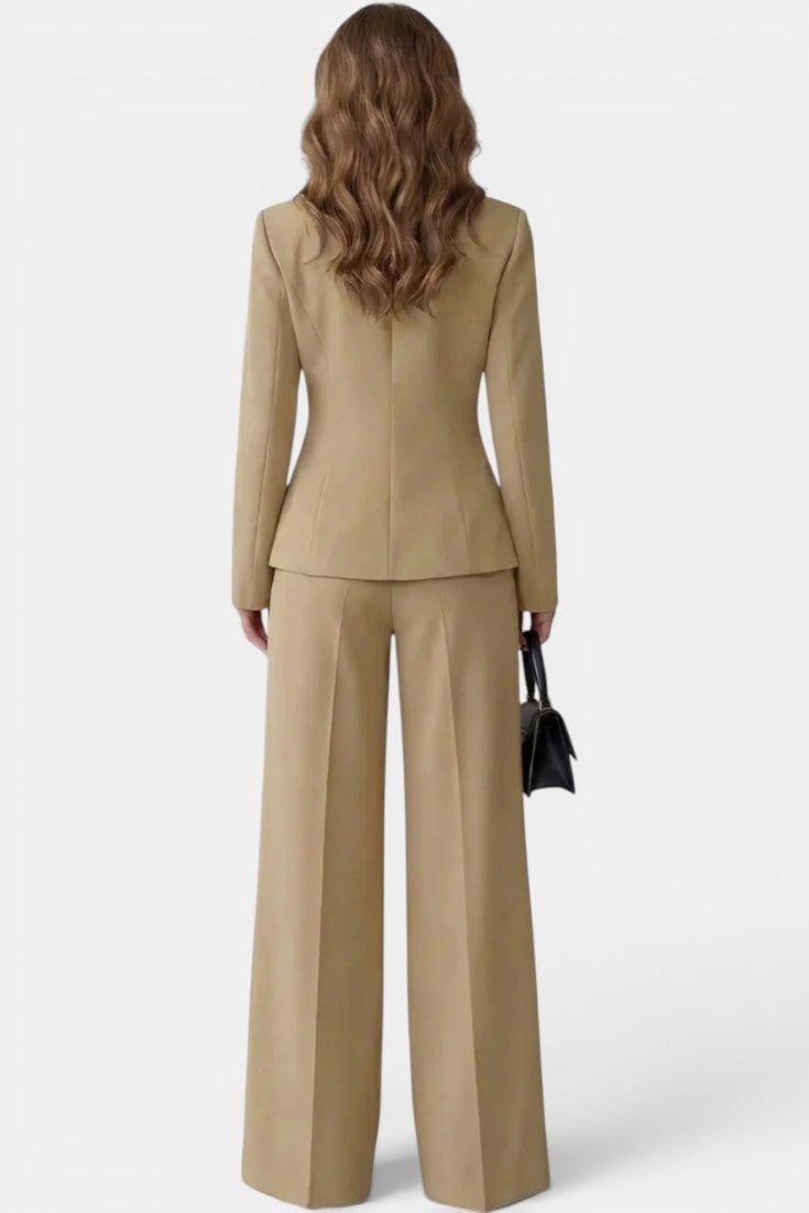 Lauréline - Conjunto Blazer Entallado y Pantalón Ancho