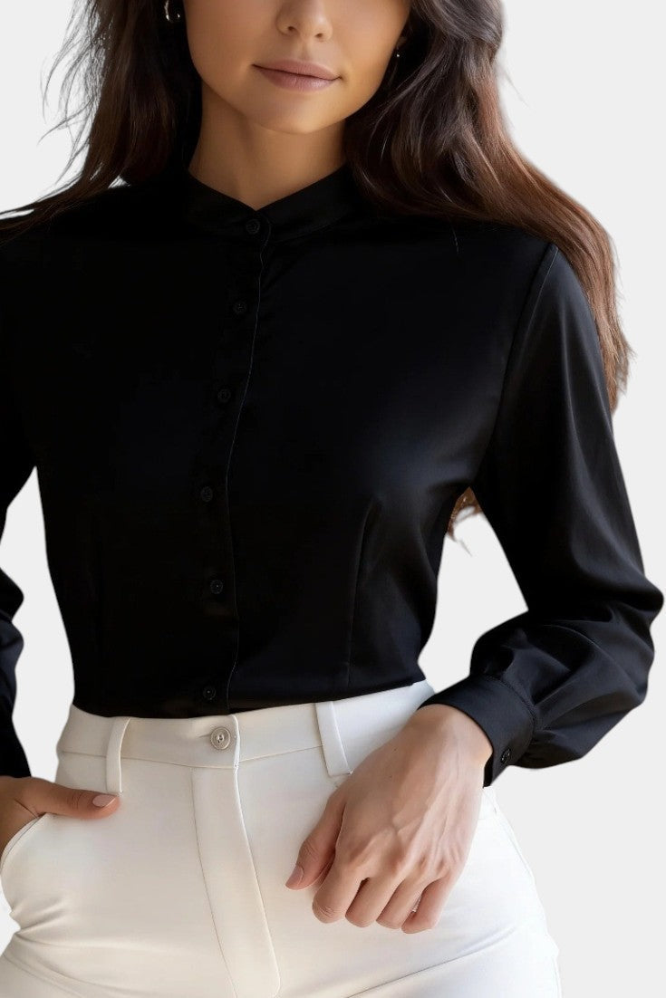Ysé Camisa con Cuello Mao Abotonada