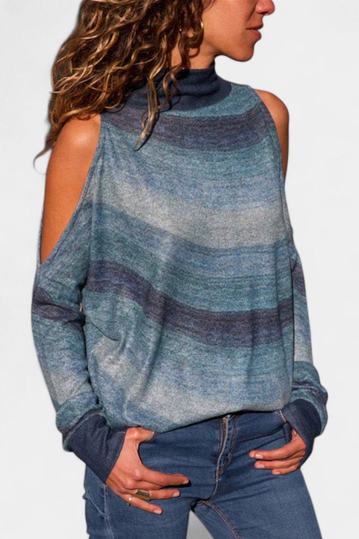 Alana - Blusa con Hombros Descubiertos y Cuello Alto