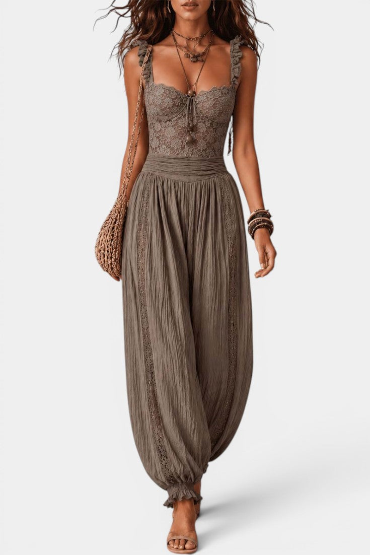 Nine - Conjunto Bustier de Encaje y Pantalón Bombacho