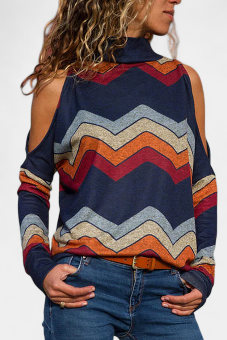 Alana - Blusa con Hombros Descubiertos y Cuello Alto