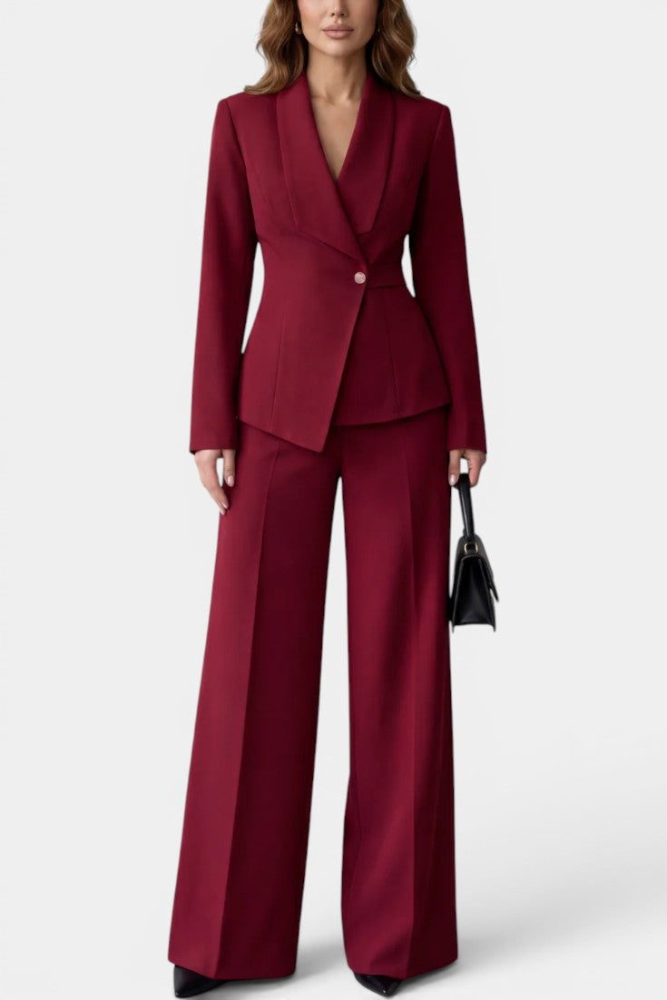 Lauréline - Conjunto Blazer Entallado y Pantalón Ancho