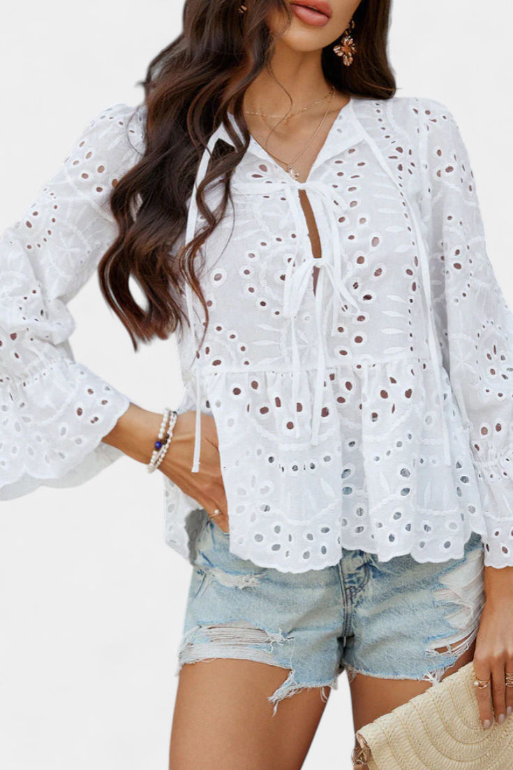 Kayden - Top Boho de Encaje con Corte Amplio