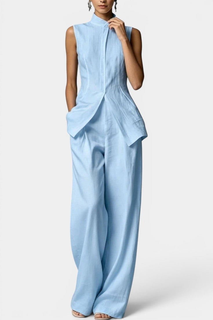 Octavia - Conjunto Túnica Abotonada y Pantalón Ancho
