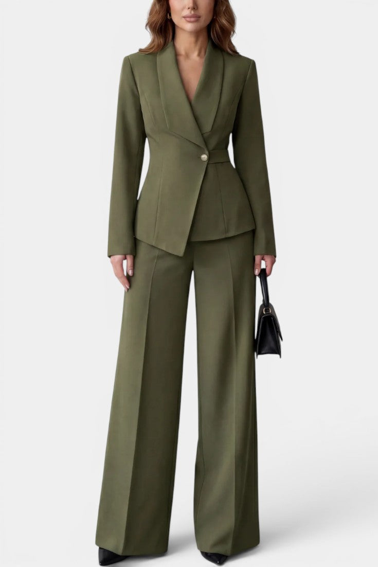 Lauréline - Conjunto Blazer Entallado y Pantalón Ancho