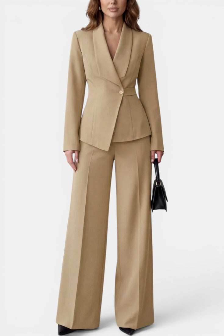 Lauréline - Conjunto Blazer Entallado y Pantalón Ancho