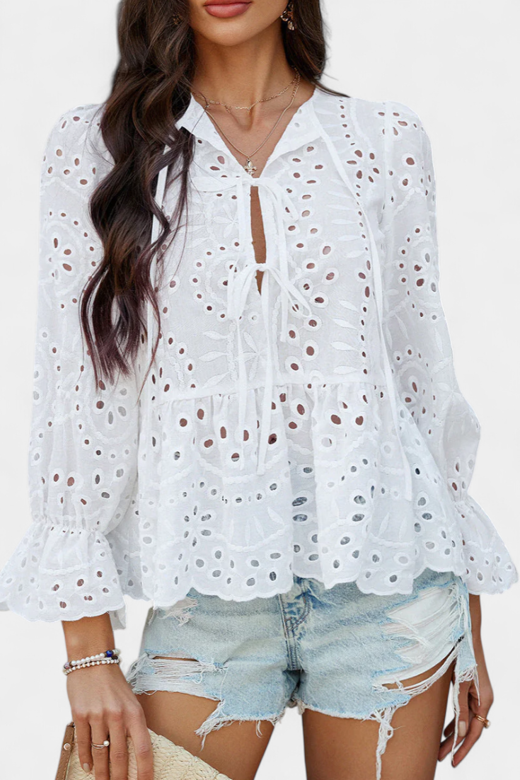 Kayden - Top Boho de Encaje con Corte Amplio