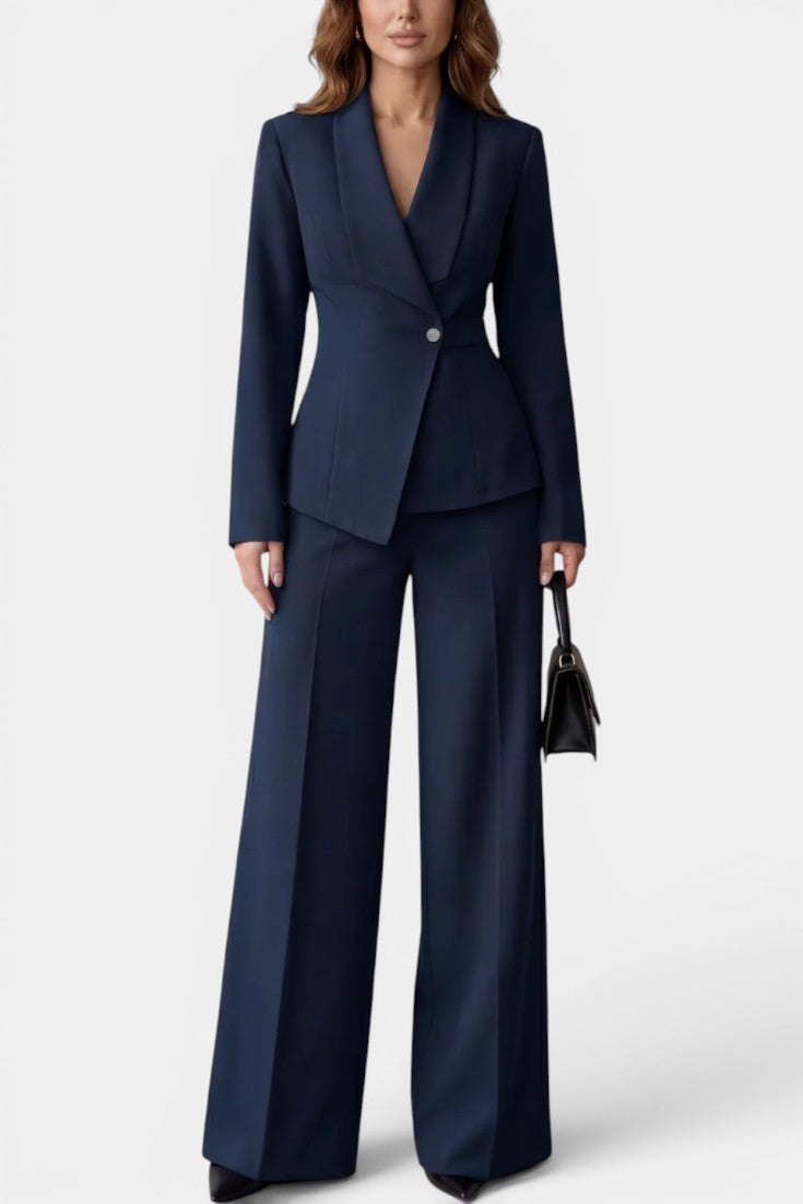 Lauréline - Conjunto Blazer Entallado y Pantalón Ancho