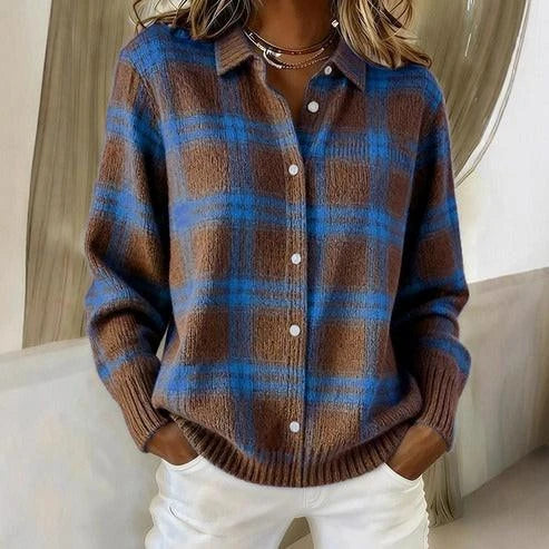 Nadia | Cardigan de Punto a Cuadros