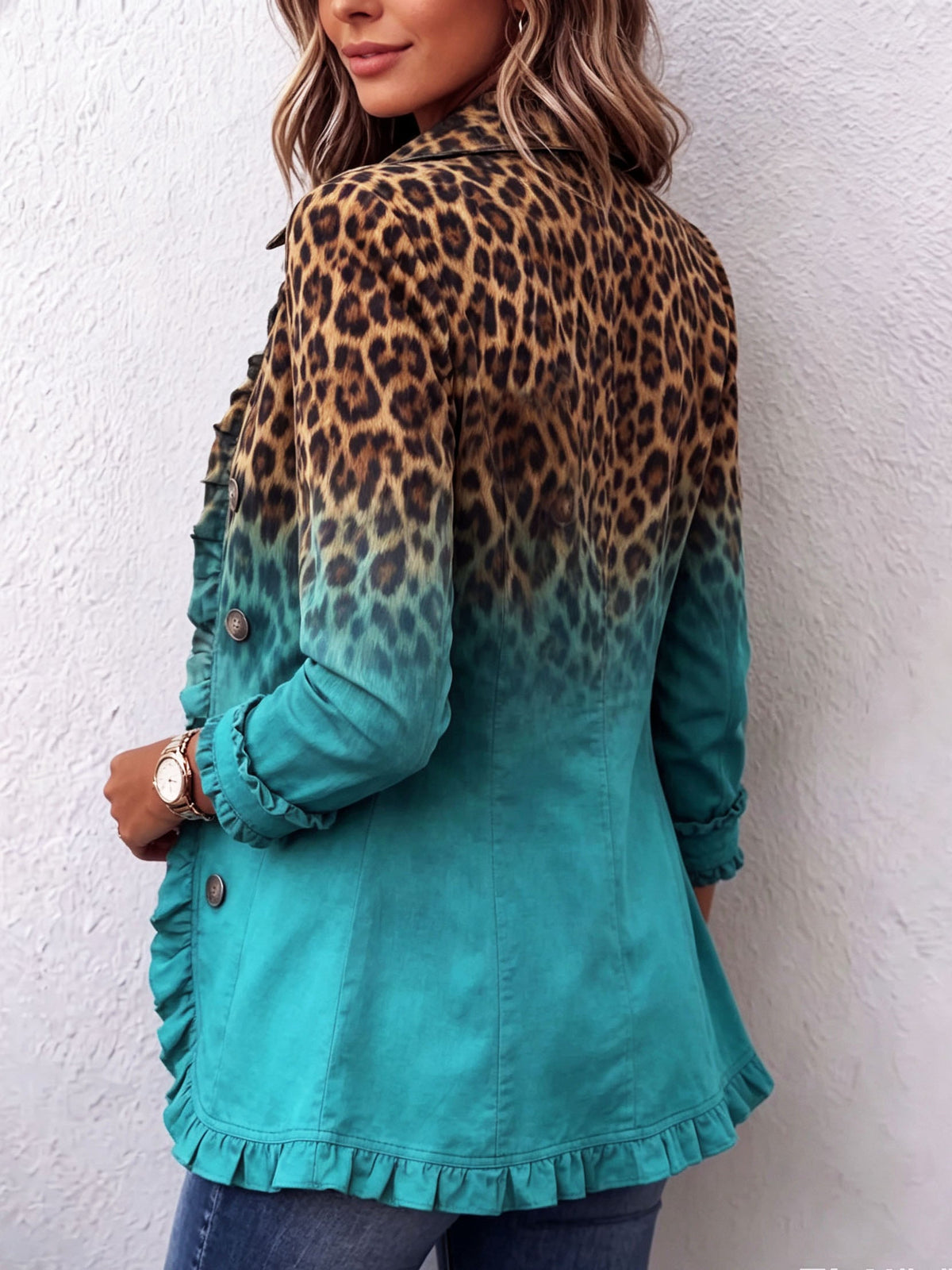 Bice | Blazer Leopardo Degradado Turquesa