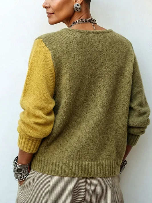 FREYA | Cárdigan de punto bicolor con botones asimétricos