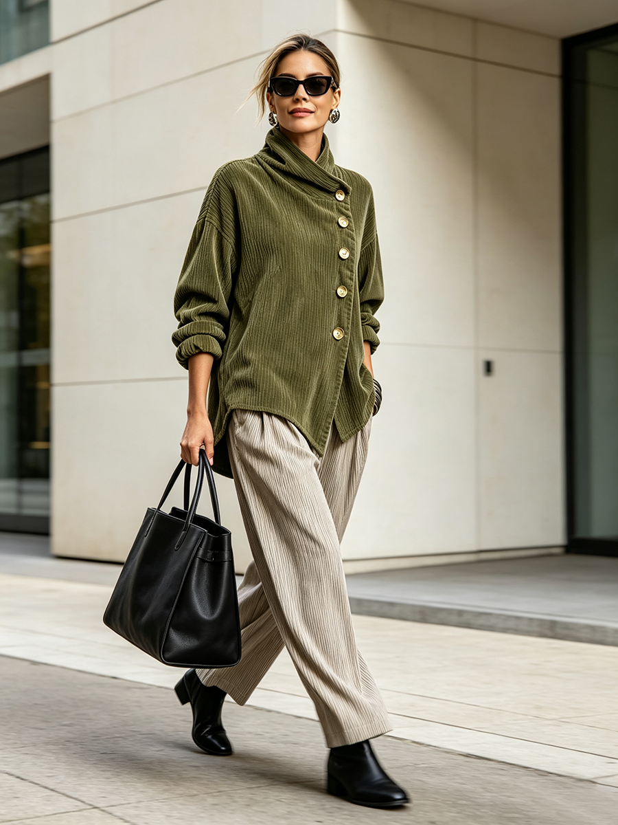 AMBER | Top de pana con botones