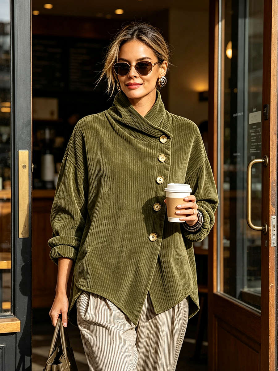 AMBER | Top de pana con botones