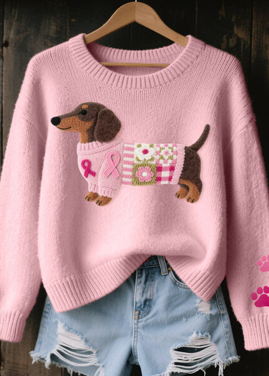 NINA | Jersey de punto con bordado de perrito salchicha