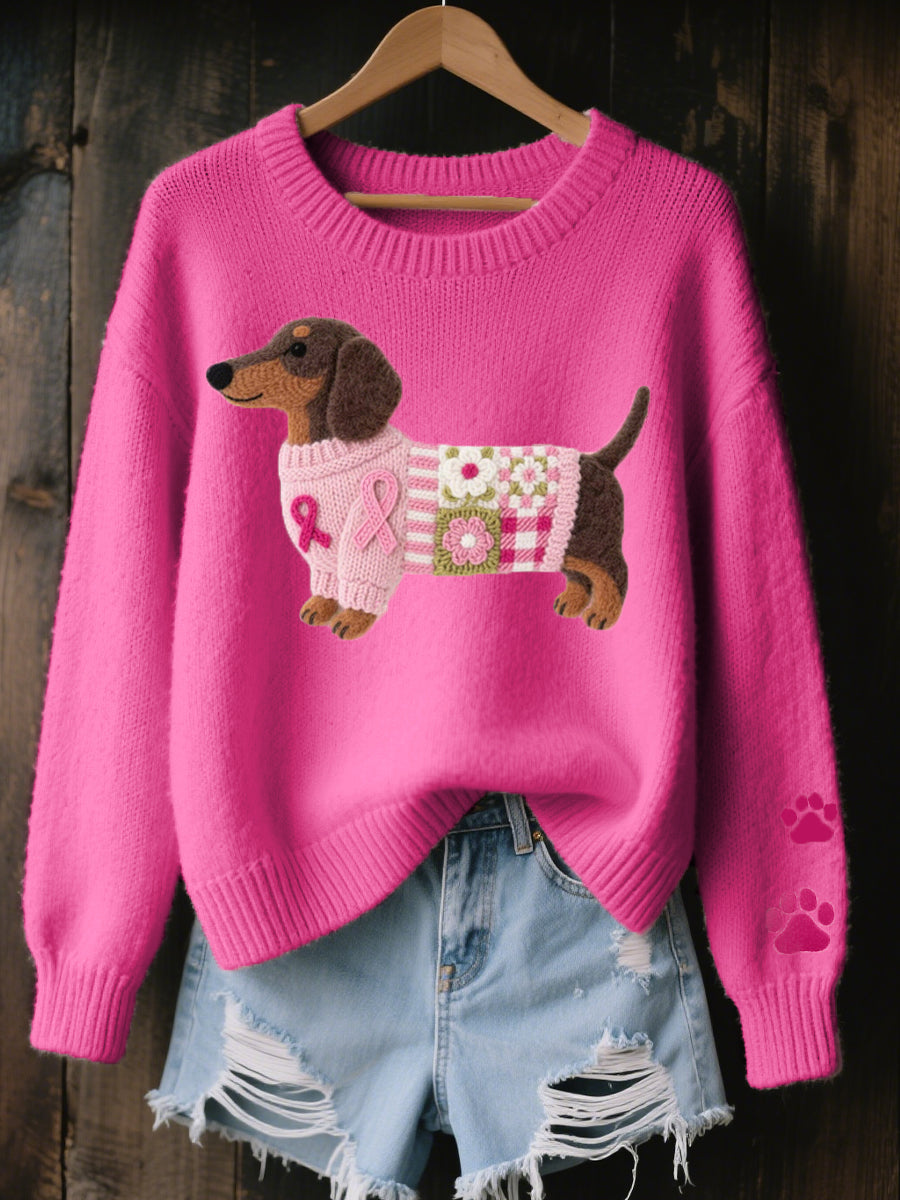 NINA | Jersey de punto con bordado de perrito salchicha