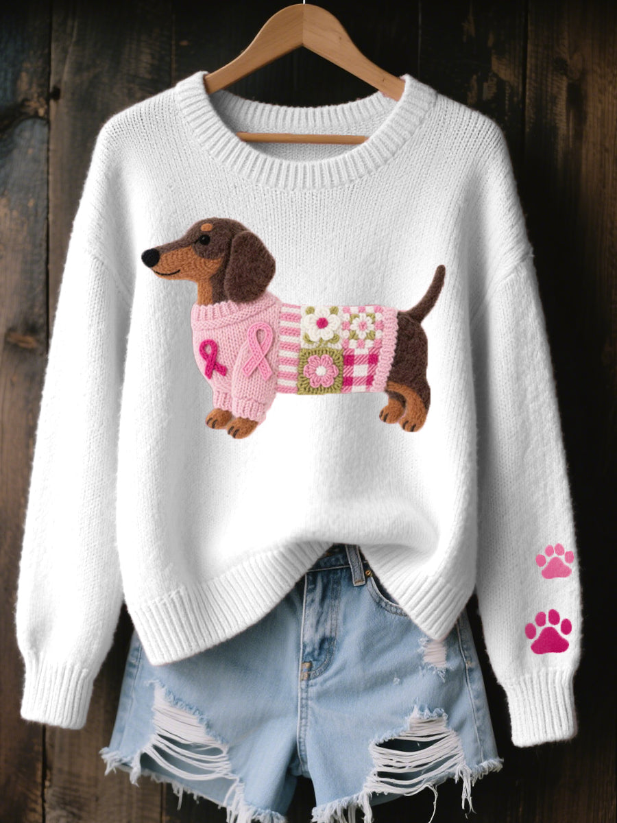 NINA | Jersey de punto con bordado de perrito salchicha