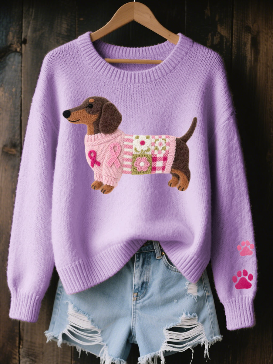 NINA | Jersey de punto con bordado de perrito salchicha