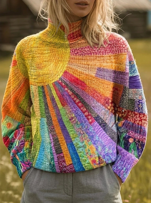 FLORA | Jersey de cuello alto con estampado de sol